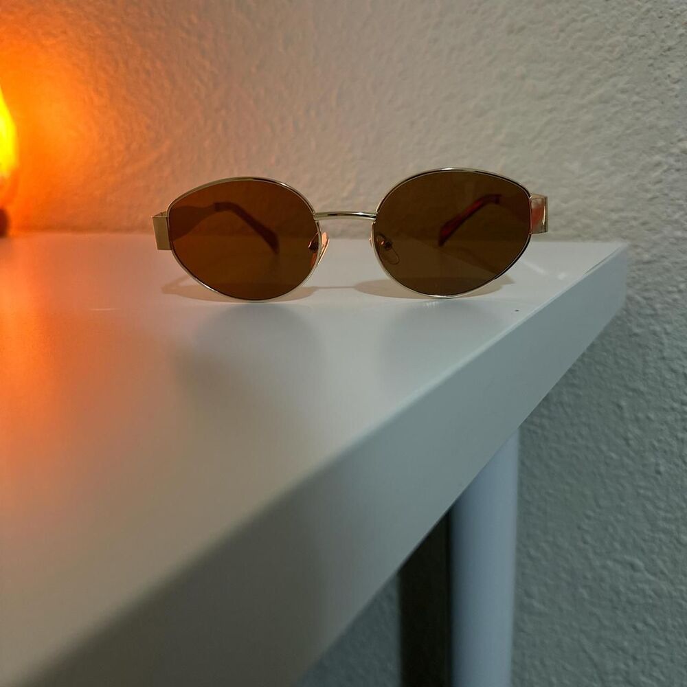 Unbranded Women's Brown and Gold Sunglasses